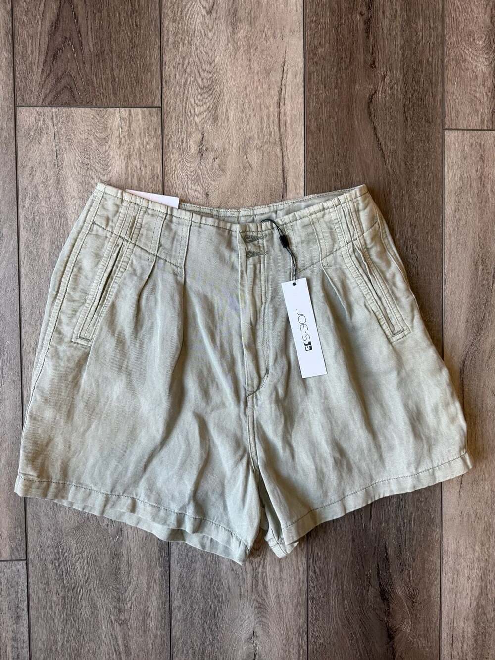 Joe's Jeans High Waisted Pleated Utility Linen Shorts Size 27
